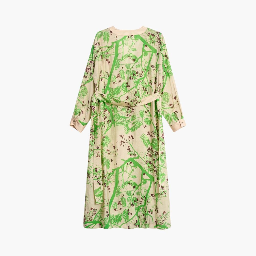Large LOST PATTERN Coco Dream Belted Kaftan Shirt Dress Green Caftan Coverup - Picture 4 of 16